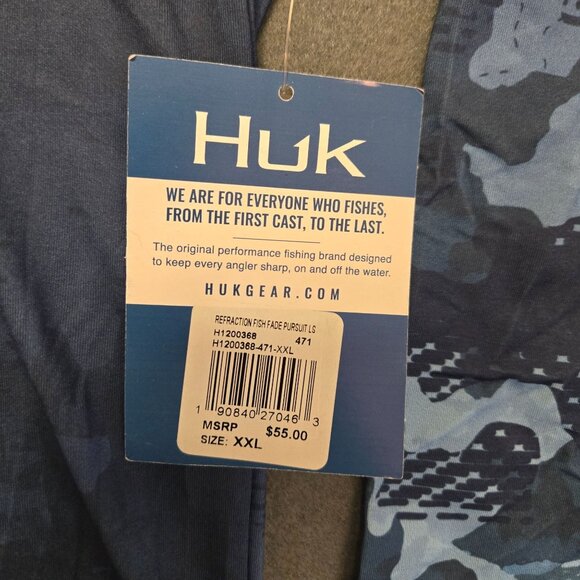 Huk Refraction Fish Fade Pursuit Long Sleeve Performance Fishing Shirt Xxl Blue - Picture 3 of 7